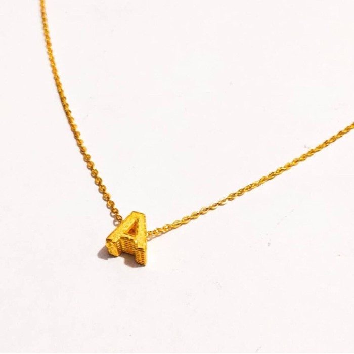SET KALUNG ANAK DAN LIONTIN HURUF A ELEGANT EMAS ASLI