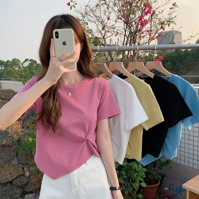 Bj1244 Baju Wanita Model Crop Atasan Blus Fashion Kekinian Import Cod