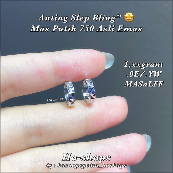 ANTING KLIP SLEP BLING" MAS PUTIH KADAR 750 ASLI EMAS