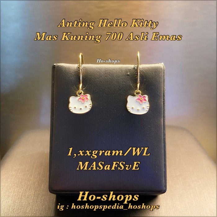 ANTING HELLO KITTY MAS KUNING KADAR 700 ASLI EMAS