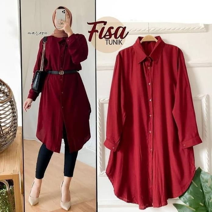 Fisa Tunik / Tunik Terbaru 2021 / Tunik Katun Rayon Termurah / Atasan Wanita Lengan Panjang Promoo