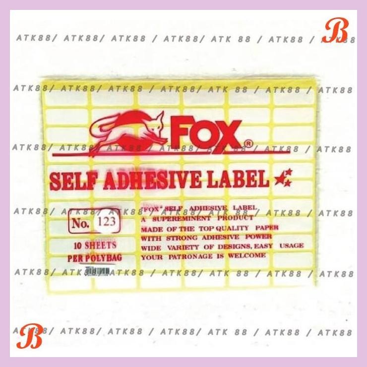 

| PGT | KERTAS / LABEL STIKER FOX NO. 123 UK. 12 X 30 MM (PERSEGI PANJANG)