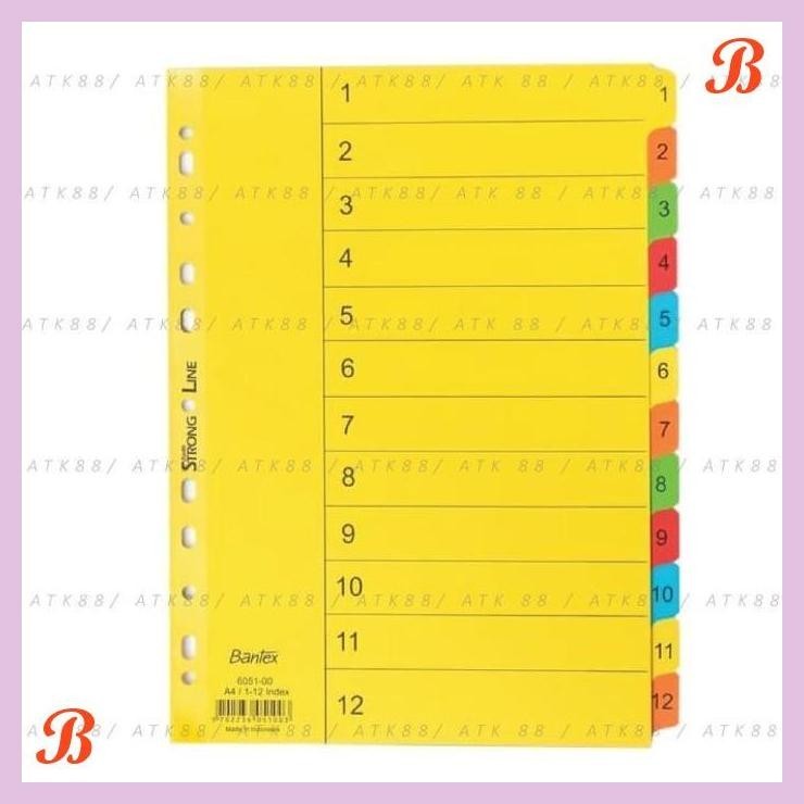 

| PGT | BANTEX CARDBOARD DIVIDER & INDEXES A4 1-12 (12 PAGES) #6051