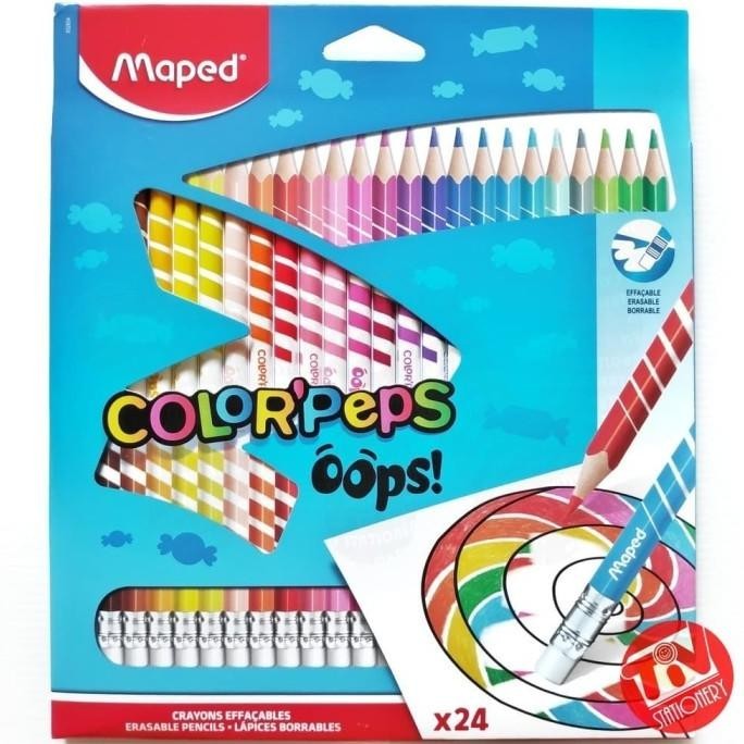 

Hot - Pensil Warna MAPED Erasable 24 Color' Peps Oops! ,,