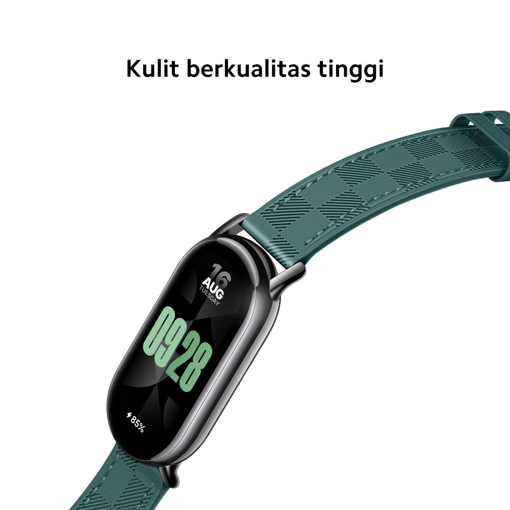 Official Xiaomi Smart Band 8 Checkered Strap Desain Klasik Kulit Berkualitas Tinggi