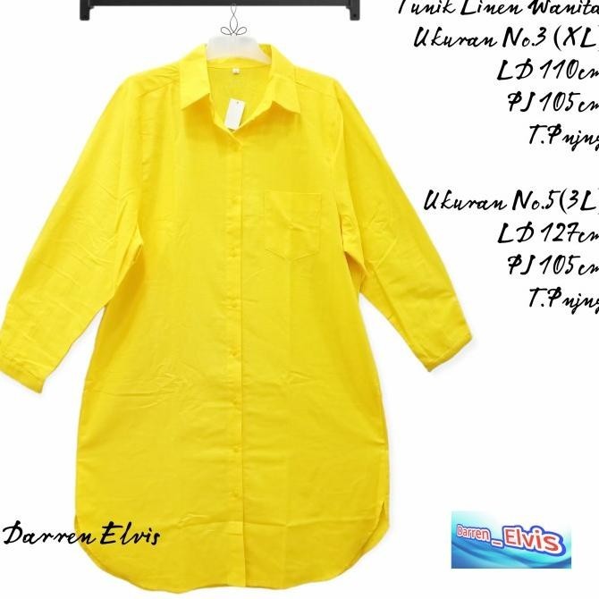 Tunik Linen Wanita Kuning Polos