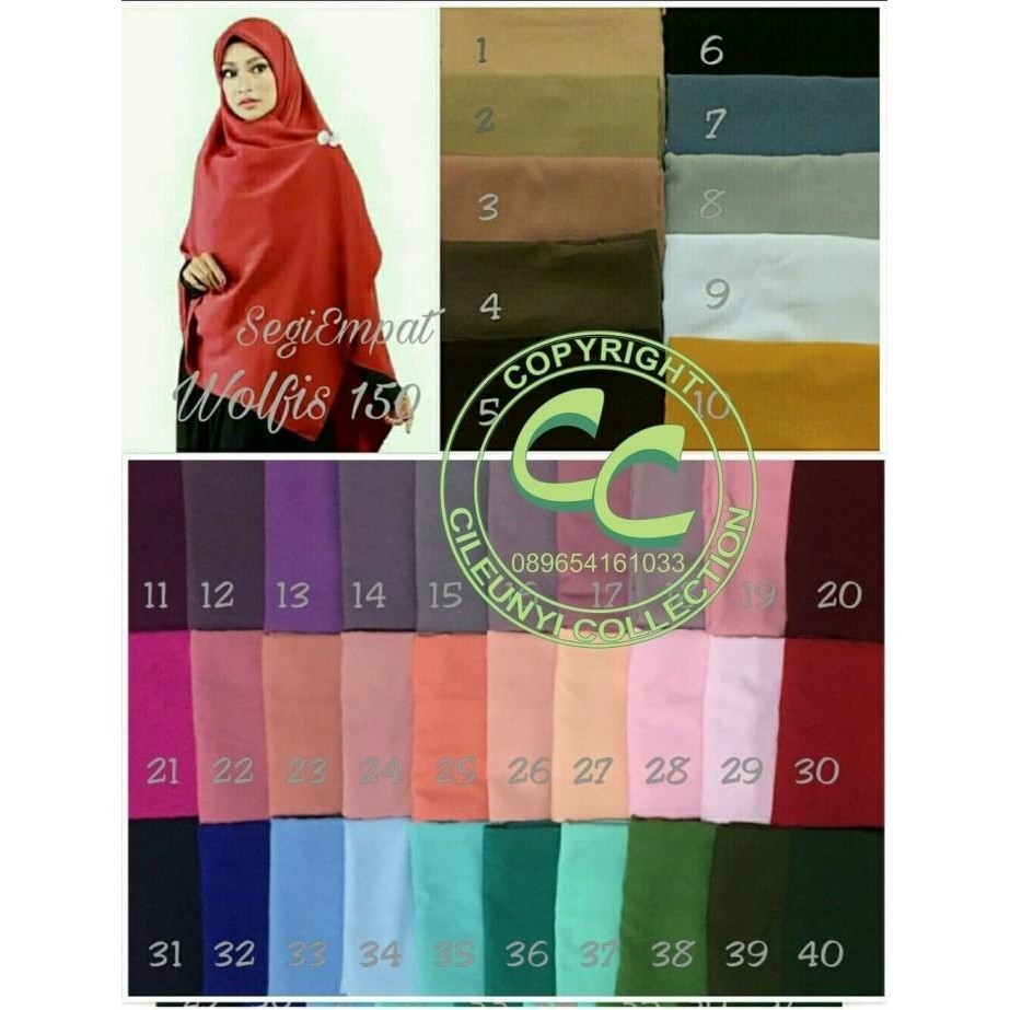 Hijab Instan Segiempat Segi Empat Syar I Jumbo Wolfis 150 X 150 Cm Re