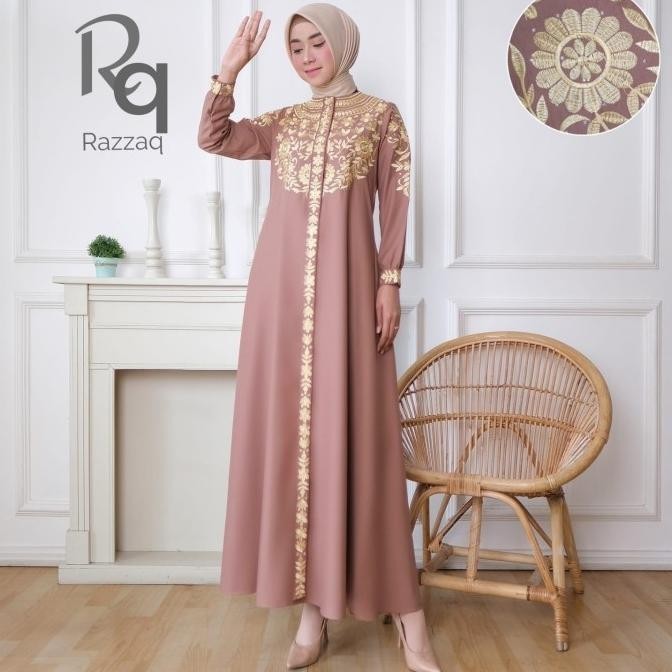 Gamis Bahan Catun Toyobo Bordir Komputer Premium Cantik Dan Kekinian