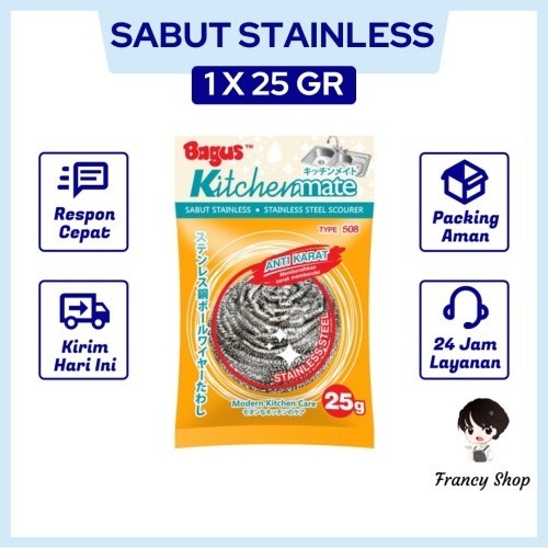 Bagus Sabut Kawat Stainless Scourer Cuci Piring isi 1 25 gr