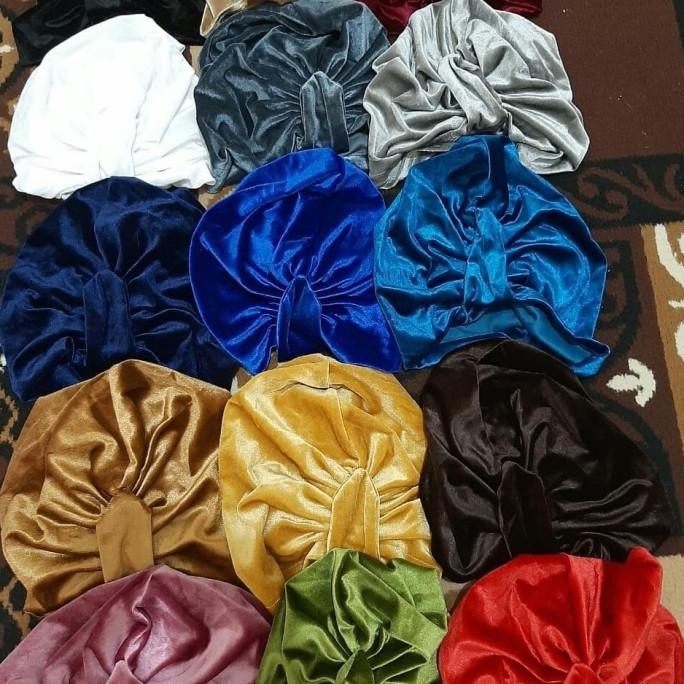 Turban Bludru. Turban Instan. Hijab Dewasa.