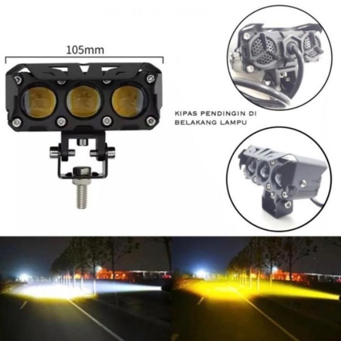 Ready TERBARU LAMPU SOROT LUMINOS Q9 LED 3 MATA MOBIL 12-24 VOLT 80 WATT