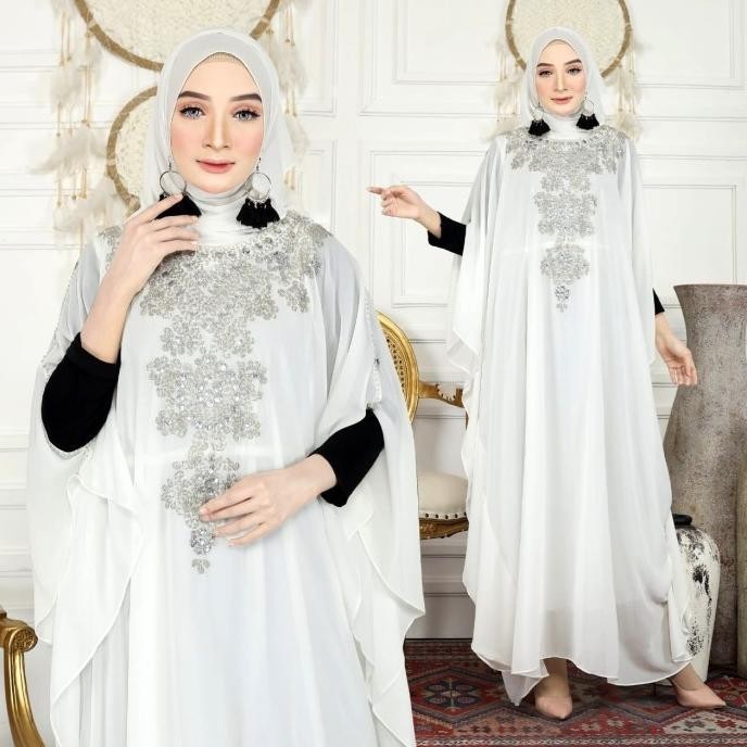 Kaftan Jaenab Putih Premium Baju Muslim Pesta Jumbo Murah Jih Ktf