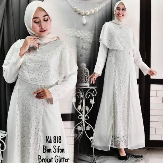 Gamis Putih Jumbo Set 3L 4L 5L Lebaran, Kualitas Bagus, Big Size 03