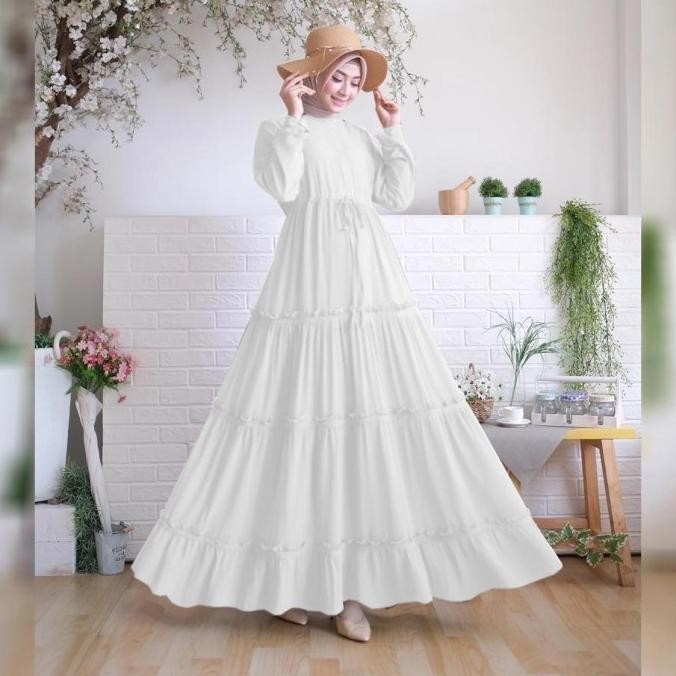 Gamis Murah / Gamis Putih/ Dress Polos Putih/ Baju Putih Gamis Ceruti