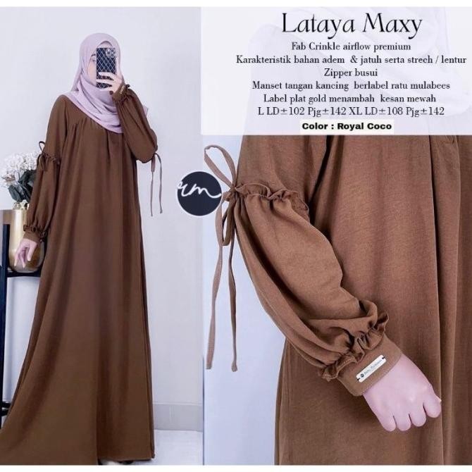 New/ Lataya Maxy Dress Crinkle Air Flow Busui Friendly / Gamis Lataya