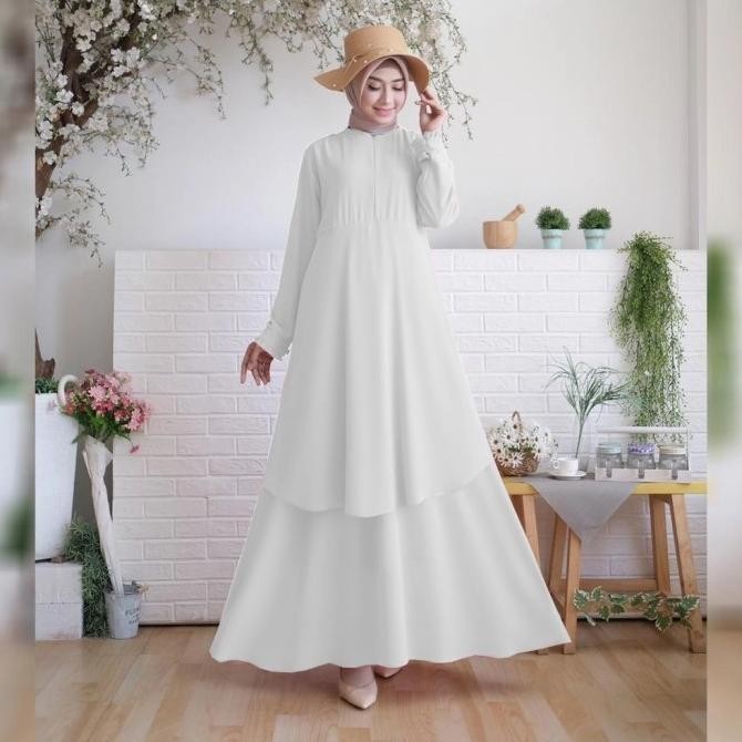 Baju Putih Polos / Gamis Putih Polos /Dress Putih / Gamis Ceruti Putih