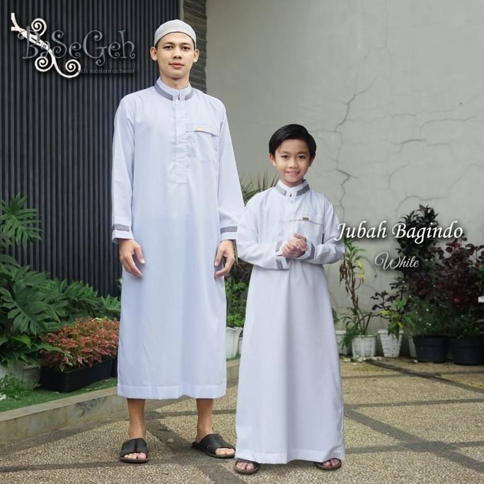 (6-16 Tahun) Jubah Bagindo Baju Muslim Koko Putih Anak Basegeh Manasik