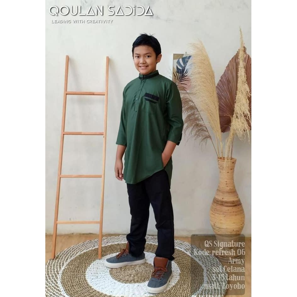 Army Baju Muslim Setelan Koko Anak Qoulan Sadida
