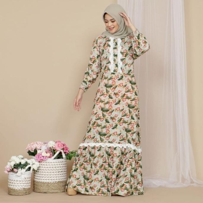 Gamis Wanita Fashion Kancing Depan Bahan Rayon Premium