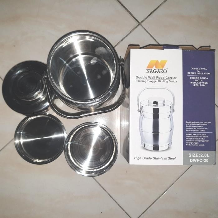 Rantang Tunggal Stainless 2 Liter Nagako 3 Susun / Rantang 3 Susun
