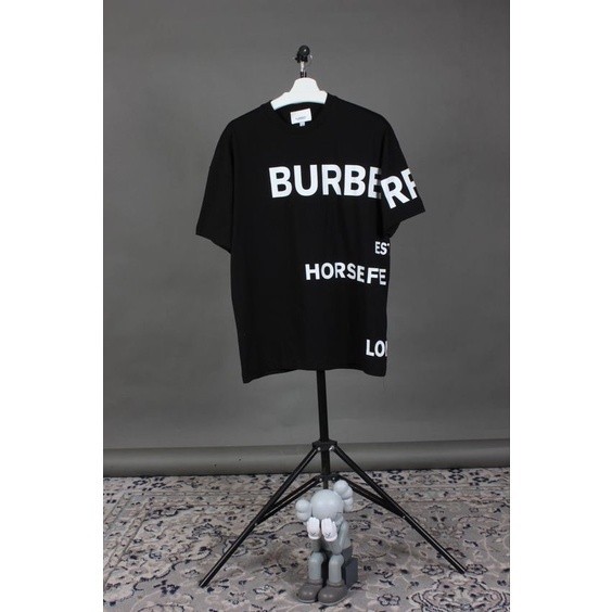 T-SHIRT PREMIUM ORIGINAL Tshirt Burberry Horseferry Hitam dan Putih Kaos Burberry Horseferry Black