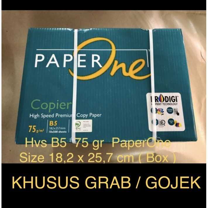 

Hvs B5 75 Gr Merk Paperone ( Box ) Khusus Grab / Gojek