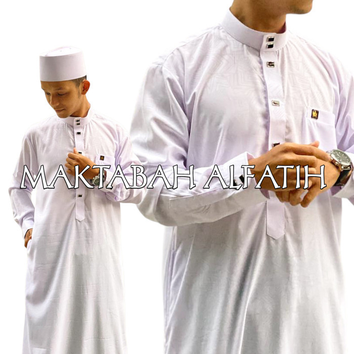 Gamis sultan jaguar pria muslim dewasa Jubah import - Putih, S JS246