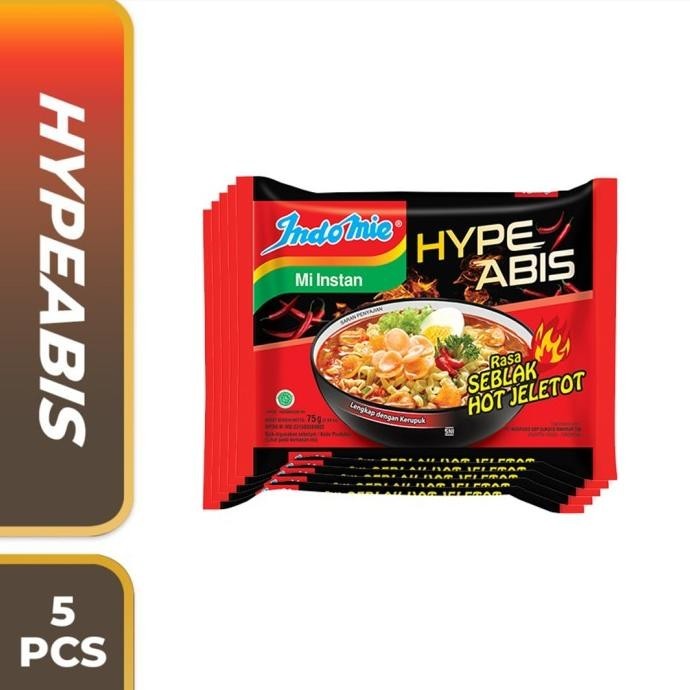 

5 Pcs - Indomie HypeAbis Rasa Seblak Hot Jeletot