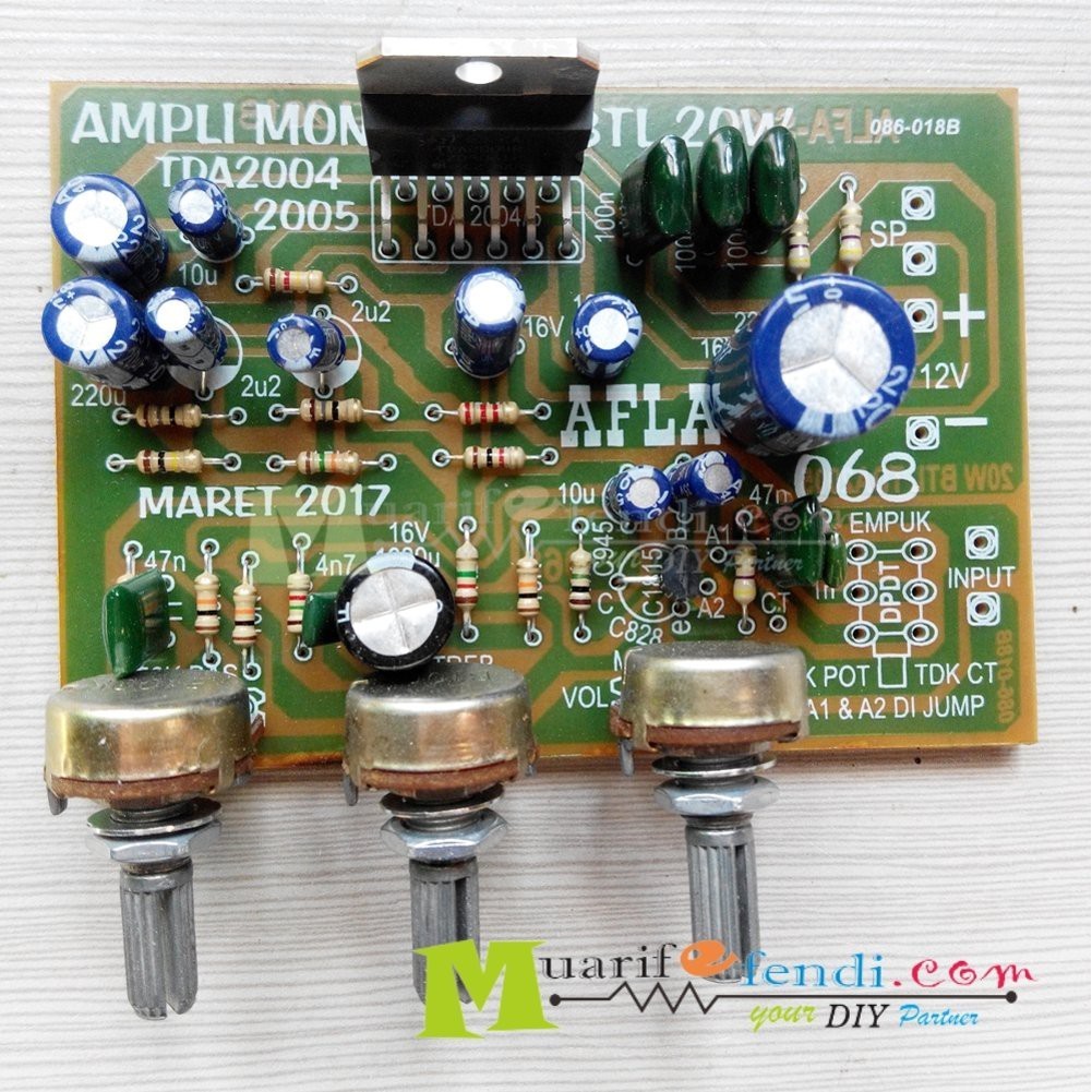 KIT Power Amplifier Mono 20Watt IC TDA2004 2005 Power Mobil BTL Plus Tone Control AFLA 068