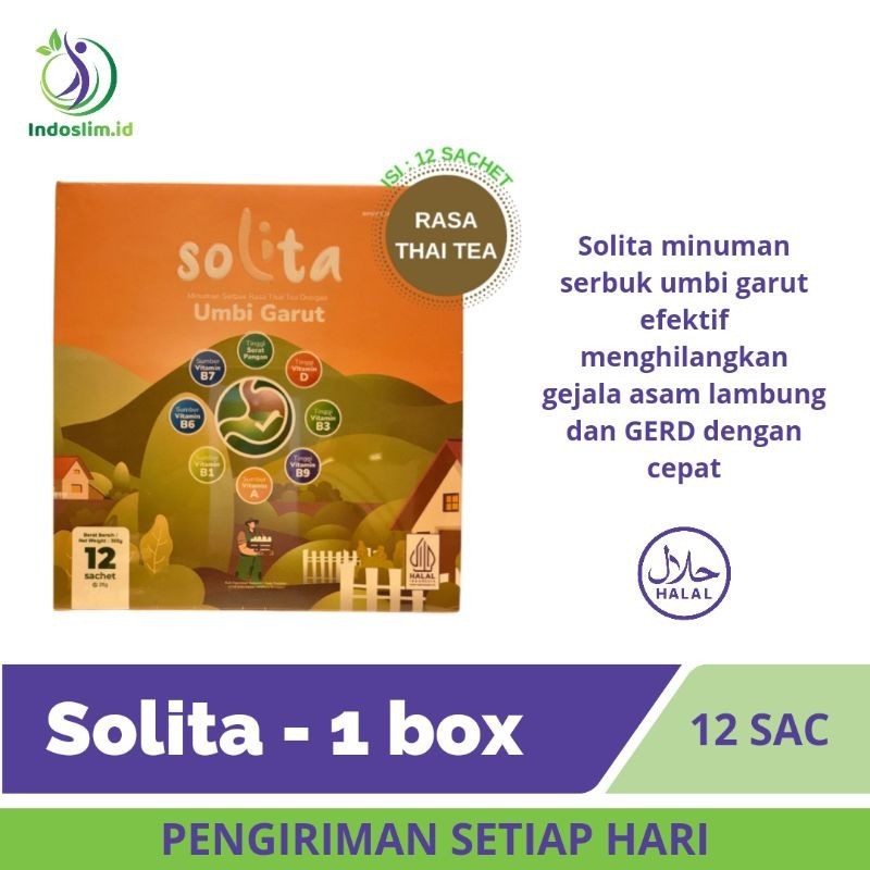 

Solita Umbi Garut Minuman Serbuk Rasa Thai Tea Menghilangkan Gejala Asam Lambung Dan Gerd Dengan Cepat - 12 Sachet