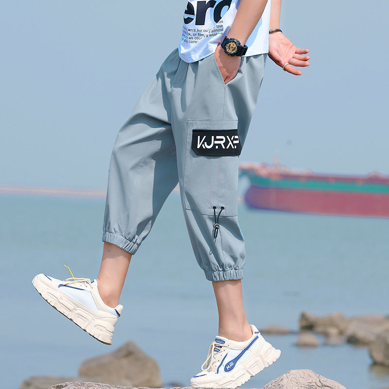 Celana Crop Perkakas Longgar Korea Tipis Musim Panas