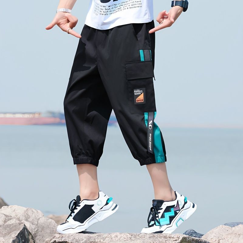 Celana Crop Perkakas Longgar Korea Tipis Musim Panas