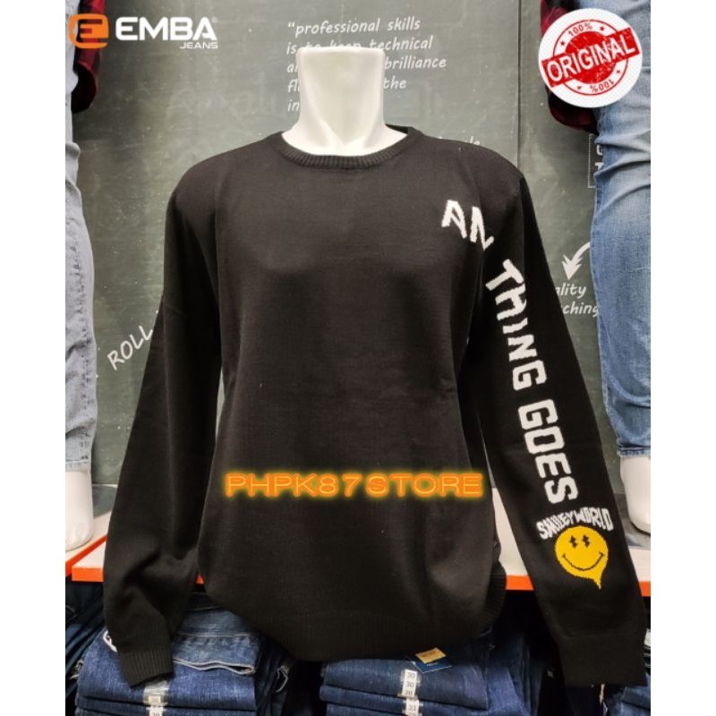 Emba jeans sweater lengan panjang pria original premium