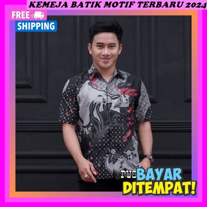 Batik Pekalongan Murah Motif Keren Kemja Lengan Pendek Bstik Baju Batik Pria Kekinian 2024 Lamaran L