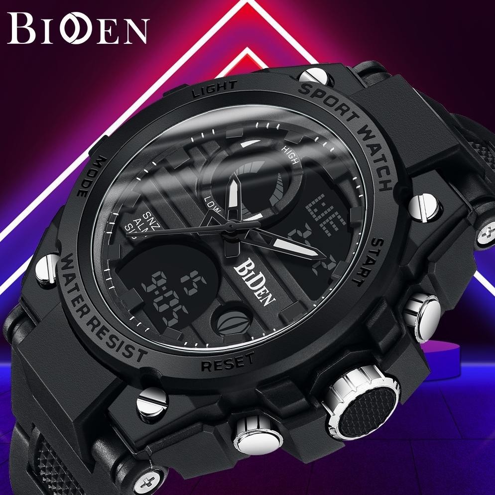 Ramadhan Sale Biden R004 Jam Tangan Pria Digital&Analog Olahraga Militer Pria Tali Silikon Tahan Air