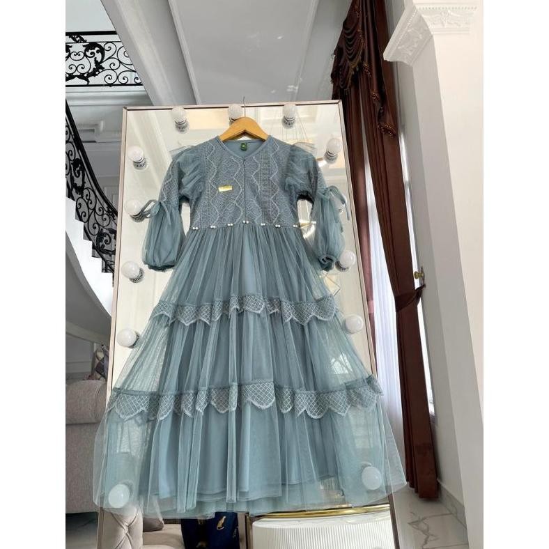 Gamis Hasya mutiara dress Pesta Anak Perempuan Dress Bahan Brukat mix Tille//gamis anak/gamis couple