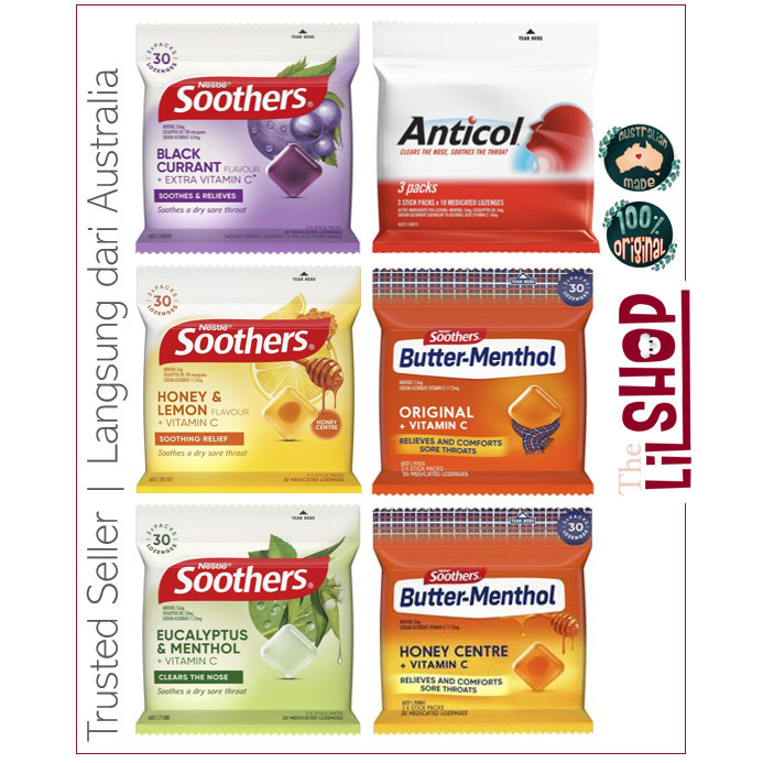 

Nestle Soothers Anticol Buttermentol Butter-Menthol Lozenges Multipa 3 X 10 Pas ( Permen Pelega