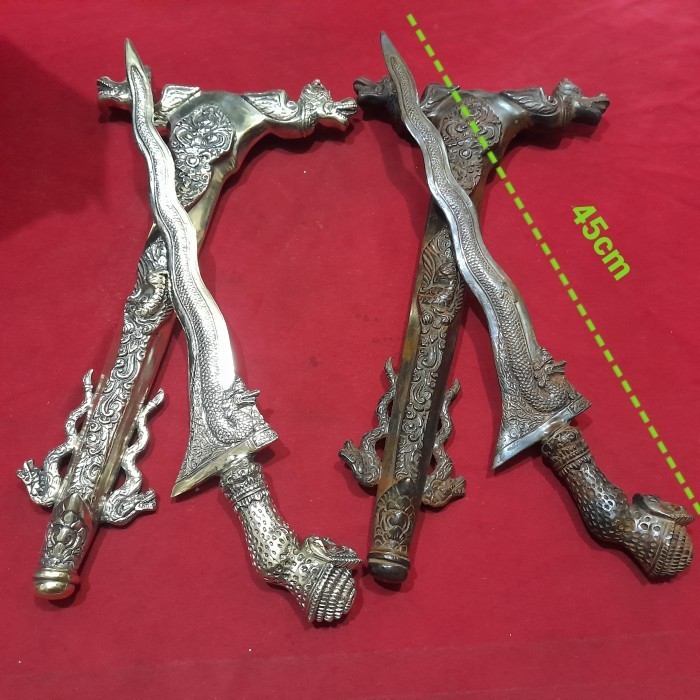 

Keris Nogo Sapto Ful Kuningan Panjang 45Cm