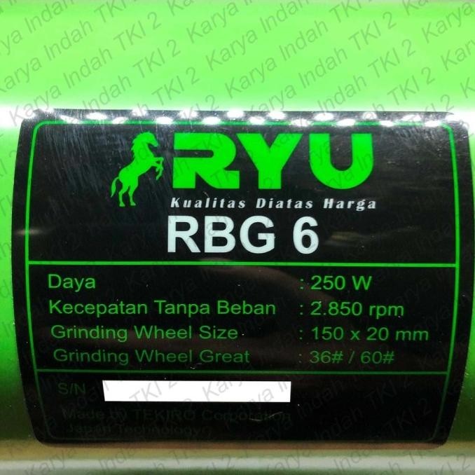 Gerinda Duduk 6 Inch Ryu Rbg6 Bench Grinder 6" Rbg 6 Mesin Asah Poles