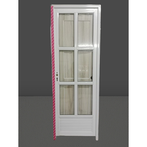 PINTU ALUMINIUM ORNAMEN 6 KACA PUTIH UK.70X200/ KAMAR / PINTU KANTOR