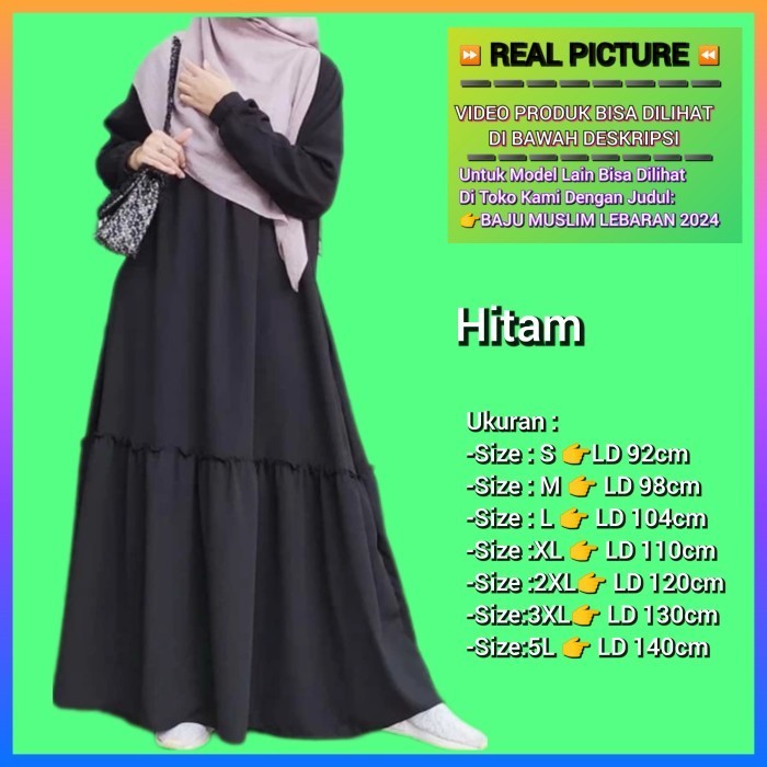 READY baju gamis jumbo wanita dhieya bigsize LD 110 120 130 140 abaya hitam