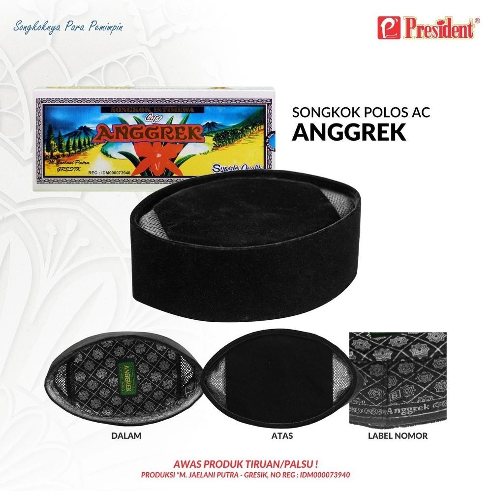 PROMOOO ( BUSANA #03 ) SONGKOK HITAM PECI NASIONAL  AC PREMIUM CAP ANGGREK 100 % ASLI ORIGINAL BUKAN