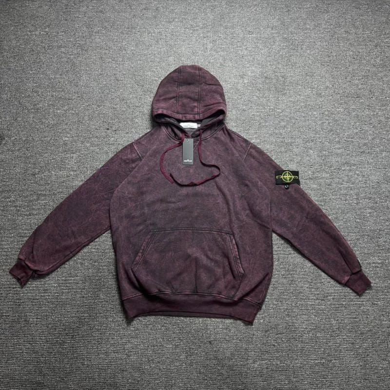 HOODIE STONE ISLAND WASH MAROON IM PORT