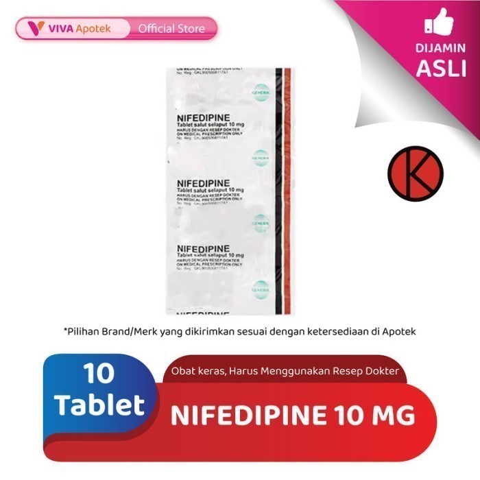 Nifedipine 10 mg / Hipertensi / Tekanan Darah Tinggi (10 Tablet)