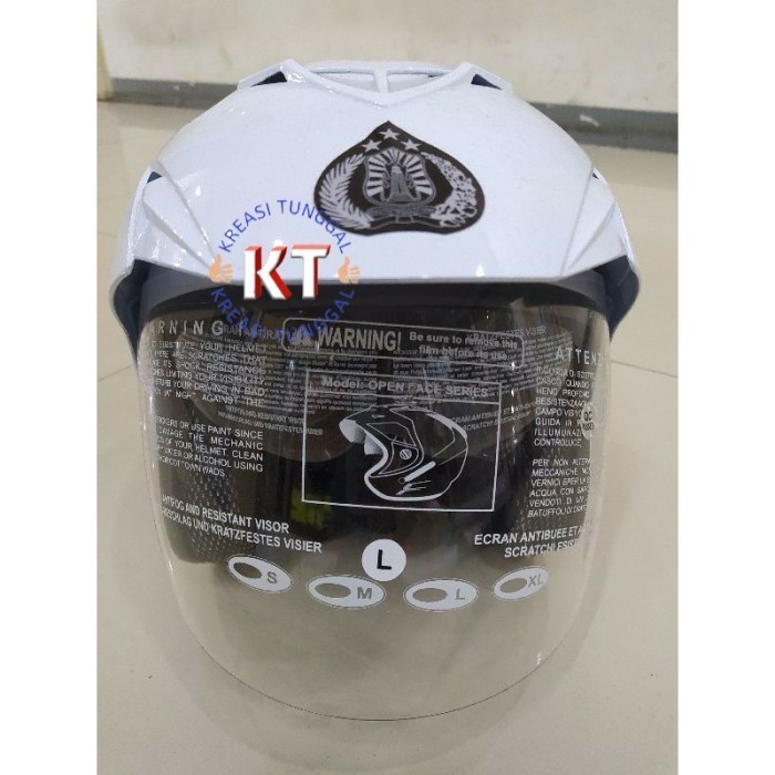TERBARU Helm motor polisi/helm dobel visor lantas logo tulisan