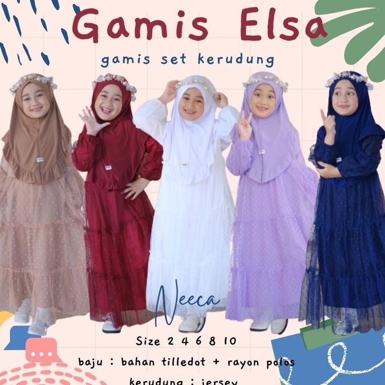 Diskon Besar Gamis Elsa Plus Kerudung Gamis Anak Tile Dot Gamis Anak Tutu Gamis Anak Neeca Kiddos Si