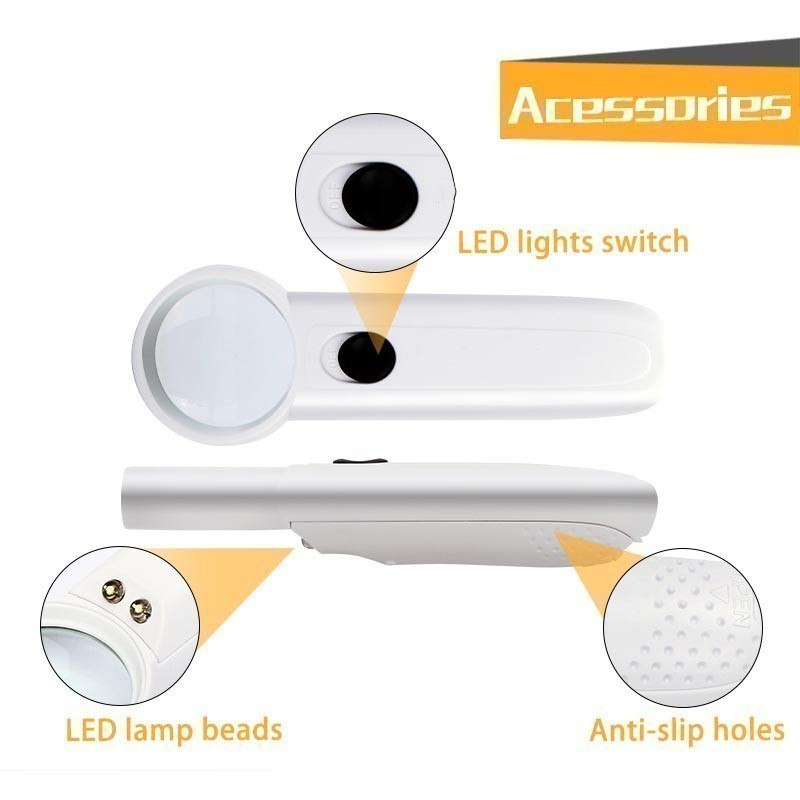

[Great Store] Kaca Pembesar Handheld Magnifiying Glass Lup with 2 LED 35mm 8X - JM-Z19