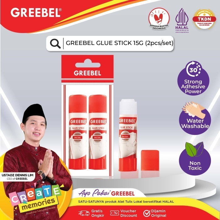 

Greebel Glue Sti 15G (2 Pcs/Set) / Lem Perekat Kertas Stik