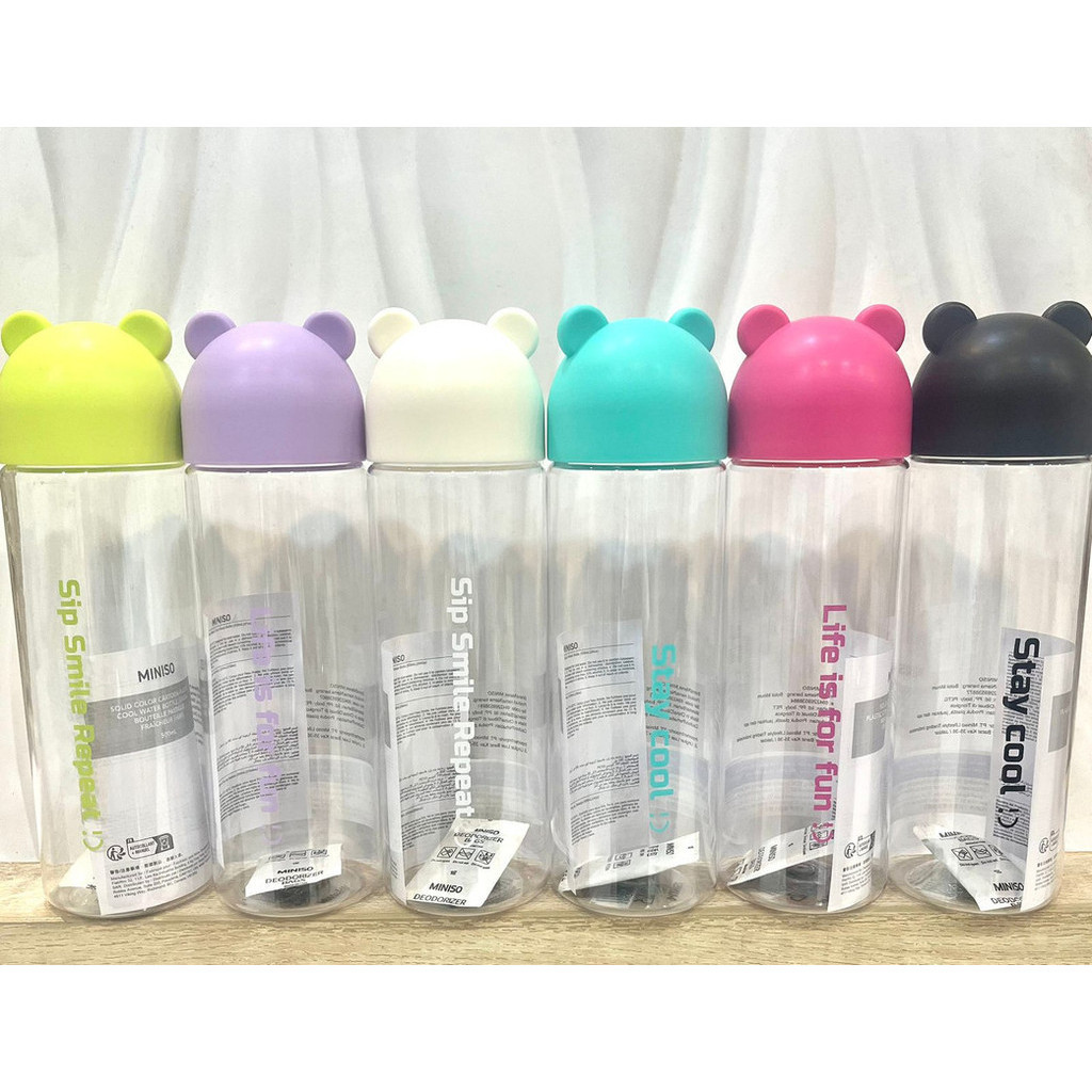 OFC Miniso Solid Color Cartoon Plastic Cool Water Bottle Botol Minum Miniso Water Bottle Botol Air B