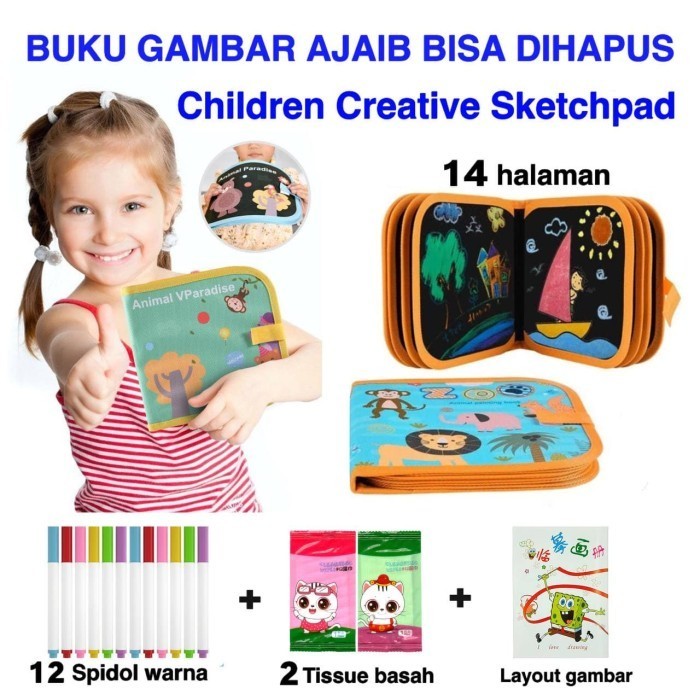 

Buku Gambar Ajaib Portable Reusable Drawing Book Anti Air Bisa Dihapus